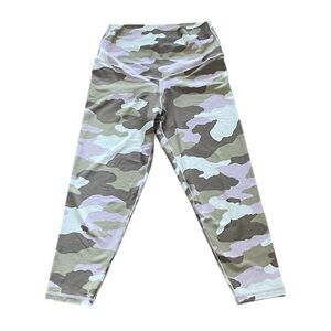 AERIE OFF LINE REAL ME WOMENS PINK BROWN CAMO ANKLE CROPPED LEGGINGS SIZE LARGE